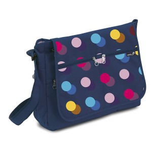 Sac de maternité Joyello confortable à pois de couleur bleu marine