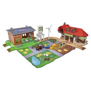 Majorette  creatix Big Farm Kit Ferme De Kit De Jeu Avec 3 véhicules Et 2 anhägern Tracteur Moissonneuse-batteuse Bois Chargeur La De Cast