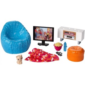 Barbie Mobilier Coffret Soirée Cinéma avec fauteuil pour poupée 