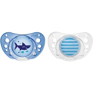 Chicco Sucette Physio Air Caoutchouc Boîte Stérilisable X2 12m+ Bleu