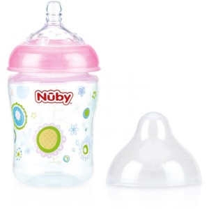 Biberon Nuby SoftFlex Anticolica à débit lent 270 ml Rose