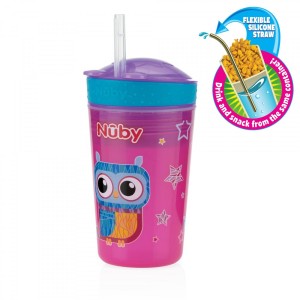 Nuby Drink & Snack 2 en 1 tasse violet fuchsia 270 ml
