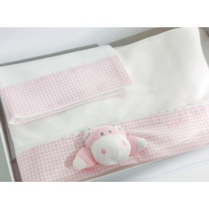 Ensemble de draps de lit Nanan Bombo rose 3 pièces