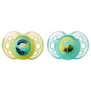 Tommee Tippee Sucette 2 Pcs Night Time 18-36m Vert Noir