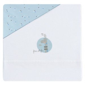 Ensemble de draps Dreams Jirafa pour bébé en tricot blanc / bleu clair pour lit de bébé