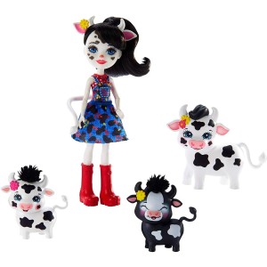 Mattel Enchantimals Cambrie Doll la vache avec des petits