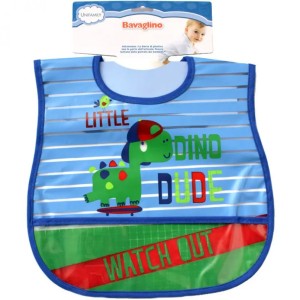 Bavoir Unifamily Plastifié Bleu Dinosaure