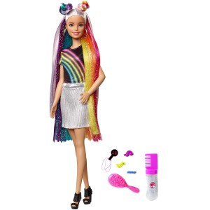 Poupée Barbie cheveux arc-en-ciel