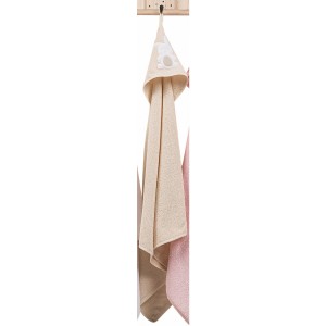 Serviette de bain Picci crème de lapin brodée
