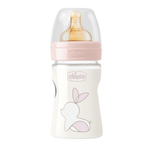 Biberon Chicco Original Touch 150 ml en caoutchouc rose à débit lent