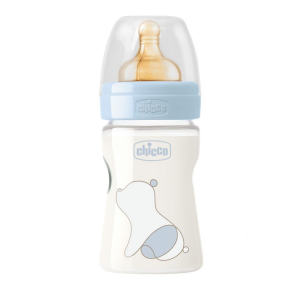 Biberon Chicco Original Touch 150 ml en caoutchouc bleu à débit lent