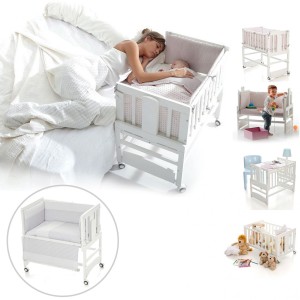 Bolin Bolon Berceau Allegra 5 en 1 + Matelas + Couette Gris Coeurs
