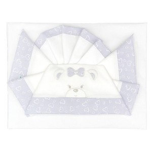 Set de draps Andy & Helen pour lit bébé brodé D52 3 pcs Gris