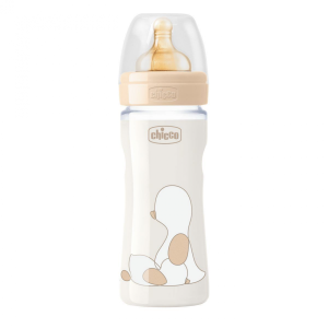 Biberon Chicco Original Touch 240 ml Verre en caoutchouc beige à débit lent