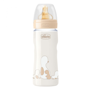 Biberon Chicco Original Touch 330 ml à débit variable en caoutchouc beige