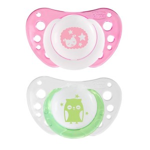 Succhietto Chicco Silicone Physio Air Night 2 pz Rosa Verde 0-6m 