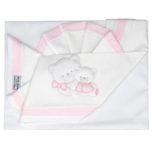 Set de draps Andy & Helen pour lit de bébé brodé D35 3 pcs Rose