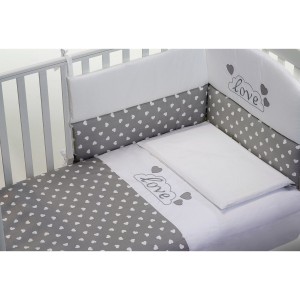 Parure de lit Baby Fashion Love 3pcs Blanc Gris