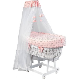 Berceau Picci avec voile d'espace rose