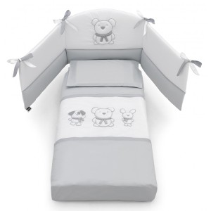 Ensemble de couette Erbesi Pongo blanc gris