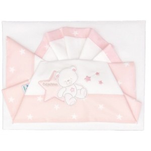 Set de draps Andy & Helen pour lit bébé brodé D50 3 pcs Rose