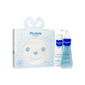 Coffret cadeau Mustela avec bavoir bleu clair