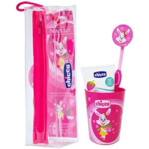 Ensemble d'hygiène bucco-dentaire Chicco 36m + lapin rose
