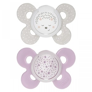 Succhietto Chicco Physio Comfort Night Silicone 2pz Beige Lilla 16-36m