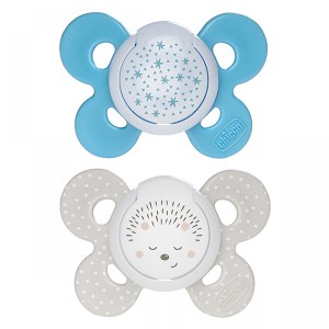 Succhietto Chicco Physio Comfort Night Silicone 2pz Celeste Beige16-36m