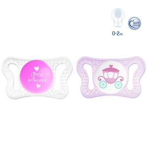 Chicco Sucette Physio Micrò Silicone 0-2m Lot de Deux Little Princess/Royal Coach