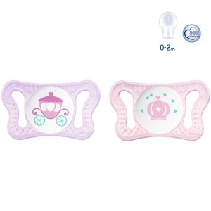 Chicco Sucette Physio Micrò Silicone 0-2m Lot de Deux Royal Coach/Crown