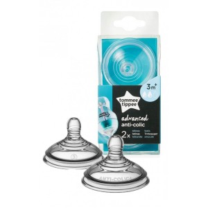 Tommee Tippee Tétines Anti-Coliques Avancées Débit Moyen 3m + 2pcs